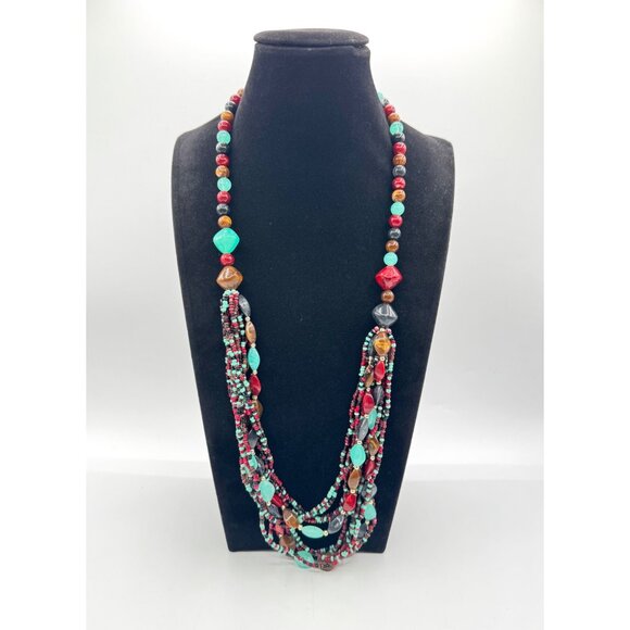 You & I Multi Strand Lucite Beads Southwestern Boho Women's Necklace - Picture 1 of 6